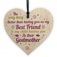 Best Friend Godmother Gifts Wooden Heart Plaque Thank You Friend