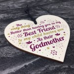 Best Friend Godmother Gifts Wooden Heart Plaque Thank You Friend