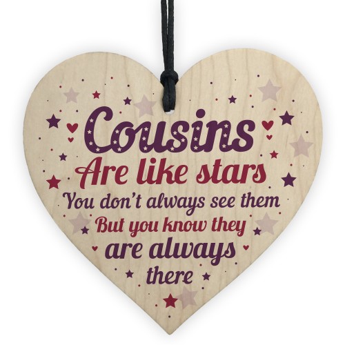 Cousin Heart Plaque Wooden Cousin Birthday Card Male Female Sign