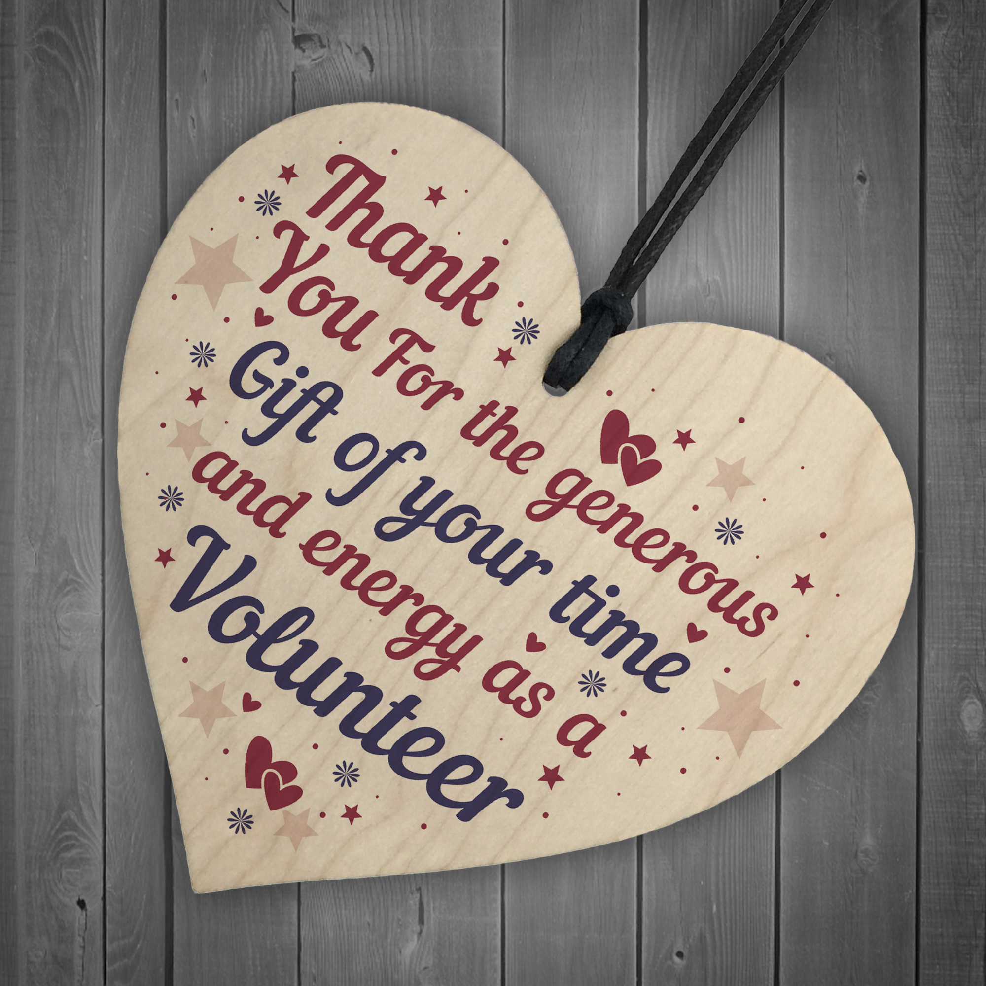 Thank You Gift For Volunteer Colleague Wooden Heart Plaque