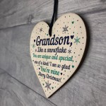 Grandson Christmas Ornament Bauble Wooden Heart Keepsake Gift