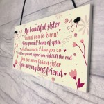 Sister Birthday Card Gift Plaque Sister Gifts For Christmas Sign