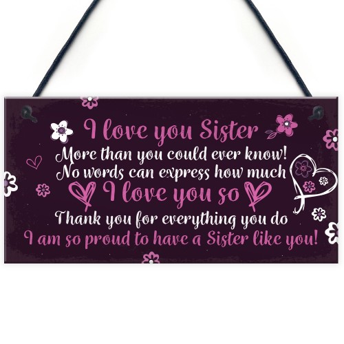 Birthday Christmas Gifts For Sister Keepsake Plaque THANK YOU