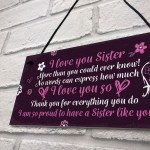 Birthday Christmas Gifts For Sister Keepsake Plaque THANK YOU