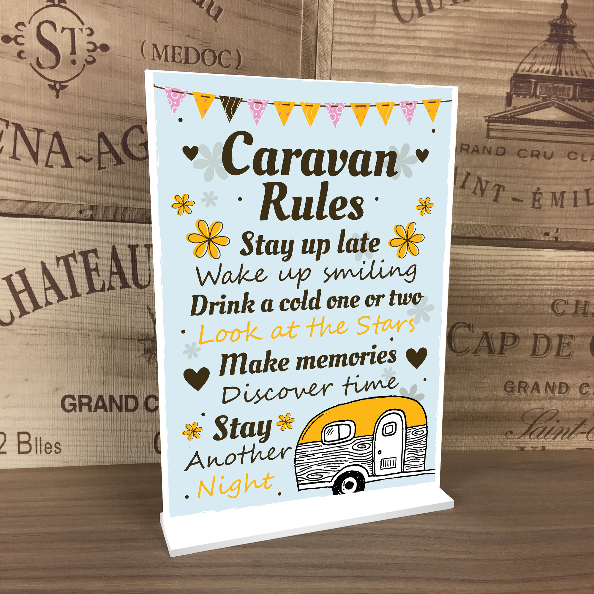 Home Sign For Caravan Standing Plaque Caravan Rules Sign Gift