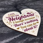 Best Neighbour Funny Gifts Wood Heart Birthday Christmas Gift