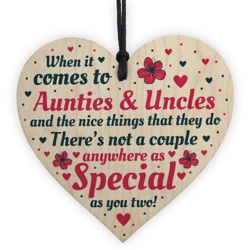 Handmade Gift For Auntie and Uncle Hanging Wooden Heart Birthday