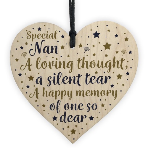 Nan Memorial Birthday Christmas Tree Bauble Wood Heart Keepsake