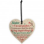 Funny Sister Birthday Christmas Card Gifts Wood Heart Friendship