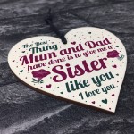 Sister Gifts For Birthday Handmade Wood Heart Thank You Sister