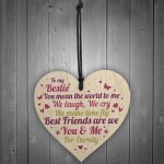 Bestie Ornament Present Bestie Friendship Plaque Wooden Heart 