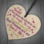 Bestie Ornament Present Bestie Friendship Plaque Wooden Heart 