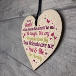 Bestie Ornament Present Bestie Friendship Plaque Wooden Heart 