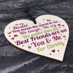 Bestie Ornament Present Bestie Friendship Plaque Wooden Heart 