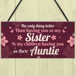 Handmade Sister Auntie Gift For Birthday Quote Plaque Thank You 