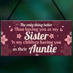 Handmade Sister Auntie Gift For Birthday Quote Plaque Thank You 