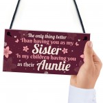 Handmade Sister Auntie Gift For Birthday Quote Plaque Thank You 