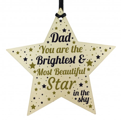 Dad Memorial Birthday Card Wood Star Daddy Memorial Ornaments