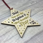 Dad Memorial Birthday Card Wood Star Daddy Memorial Ornaments