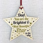 Dad Memorial Birthday Card Wood Star Daddy Memorial Ornaments