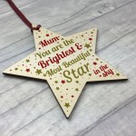 Mum Memorial Birthday Card Wood Star Mummy Memorial Ornament