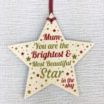 Mum Memorial Birthday Card Wood Star Mummy Memorial Ornament