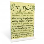 ThankYou Xmas Birthday Gift For NAN Nanny Standing Sign Keepsake