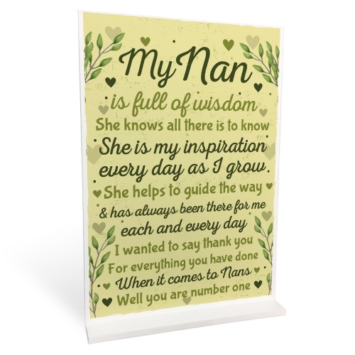 ThankYou Xmas Birthday Gift For NAN Nanny Standing Sign Keepsake