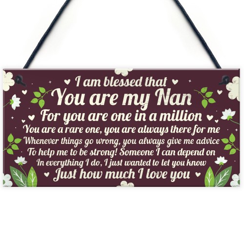 THANK YOU GIFT For Nan Plaque Nan And Grandad Gift Keepsake