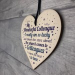 Colleague Plaque Wooden Heart Gift For Colleague Birthday Xmas