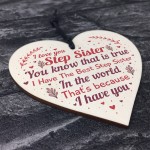 Step Sister Plaque Wood Heart Sign Step Sister Birthday Presents