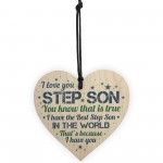 THANK YOU Gift Step Son Birthday Chirstmas Card Gift Wood Heart