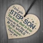 THANK YOU Gift Step Son Birthday Chirstmas Card Gift Wood Heart