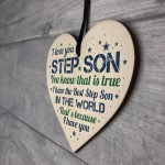 THANK YOU Gift Step Son Birthday Chirstmas Card Gift Wood Heart