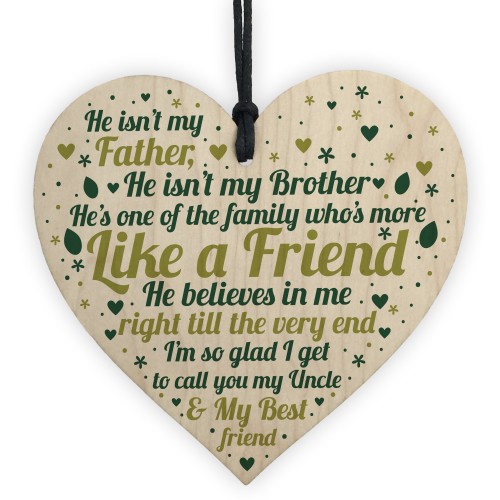 UNCLE Birthday Christmas Gift Hanging Wooden Heart Plaque Gift