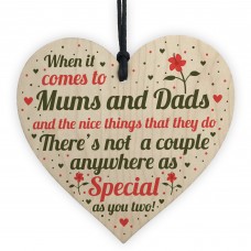 MUM And DAD Gift For Birthday Christmas Wooden Heart Thank You