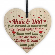 THANK YOU MUM And DAD Gift For Birthday Christmas Wood Heart