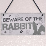 Beware Rabbit Home Door Funny Sign Hutch Accessories Pet Gifts