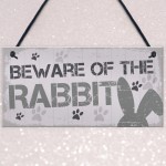 Beware Rabbit Home Door Funny Sign Hutch Accessories Pet Gifts