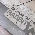 Beware Rabbit Home Door Funny Sign Hutch Accessories Pet Gifts