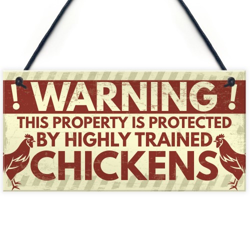 Novelty Chicken Warning Sign Pet Bird Hen Gifts Chicken Coop