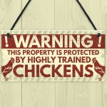 Novelty Chicken Warning Sign Pet Bird Hen Gifts Chicken Coop