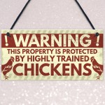 Novelty Chicken Warning Sign Pet Bird Hen Gifts Chicken Coop