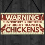 Novelty Chicken Warning Sign Pet Bird Hen Gifts Chicken Coop