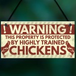 Novelty Chicken Warning Sign Pet Bird Hen Gifts Chicken Coop