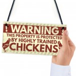 Novelty Chicken Warning Sign Pet Bird Hen Gifts Chicken Coop