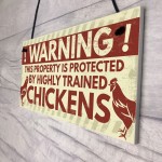 Novelty Chicken Warning Sign Pet Bird Hen Gifts Chicken Coop