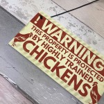 Novelty Chicken Warning Sign Pet Bird Hen Gifts Chicken Coop