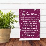 THANK YOU Gifts For Best Friend Standing Plaques Friendship Sign