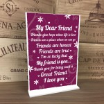 THANK YOU Gifts For Best Friend Standing Plaques Friendship Sign